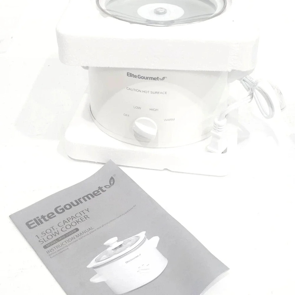 Elite Gourmet MST-250XW# Electric Slow Cooker Ceramic Pot Adjustable Temp 1.5Qua